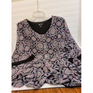 AB Studio Plus Size 3X‎ Black Floral Top